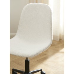 Chaise de bureau LENA tissu bouclette écru 5 roulettes