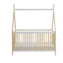 Lit bébé TIPI pin et blanc 70x140 sommier inclus