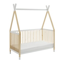 Lit bébé TIPI pin et blanc 70x140 sommier inclus