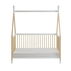 Lit bébé TIPI pin et blanc 70x140 sommier inclus