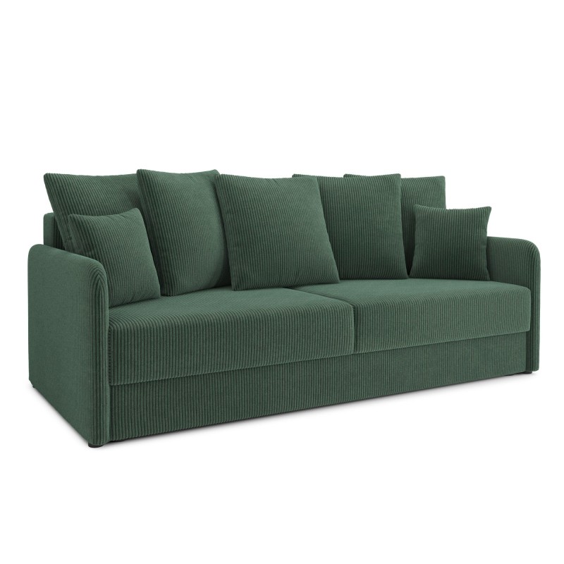 Canapé droit LUKA convertible velours côtelé vert 3 places