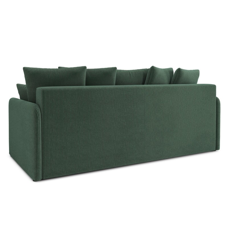 Canapé droit LUKA convertible velours côtelé vert 3 places