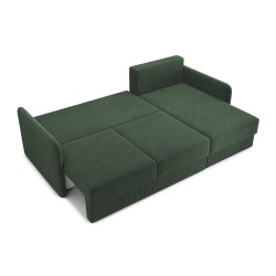 Canapé d'angle LUKA convertible velours côtelé vert 4 places