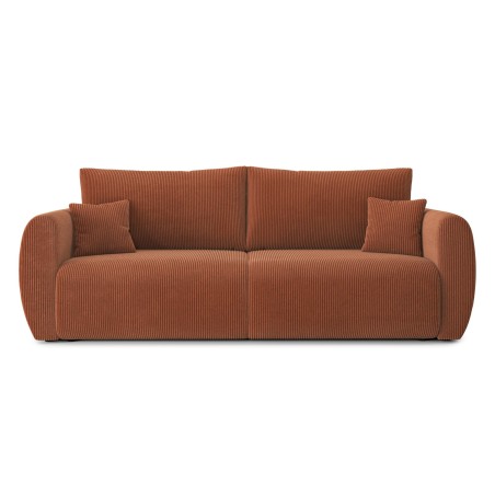 Canapé droit REFA convertible velours côtelé terracotta 3 places