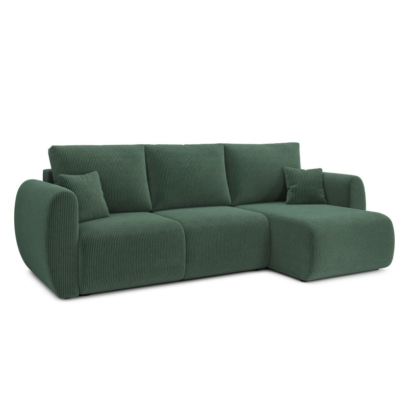 Canapé d'angle REFA convertible velours côtelé vert 4 places