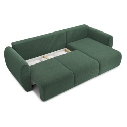 Canapé d'angle REFA convertible velours côtelé vert 4 places