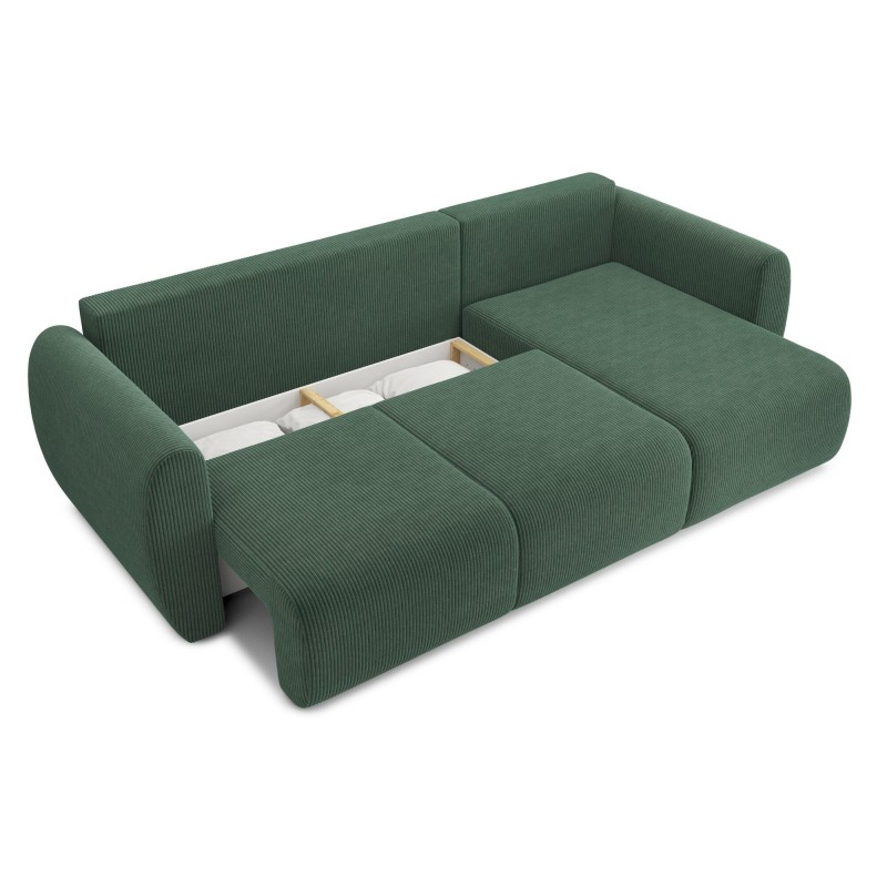 Canapé d'angle REFA convertible velours côtelé vert 4 places