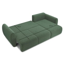 Canapé d'angle REFA convertible velours côtelé vert 4 places