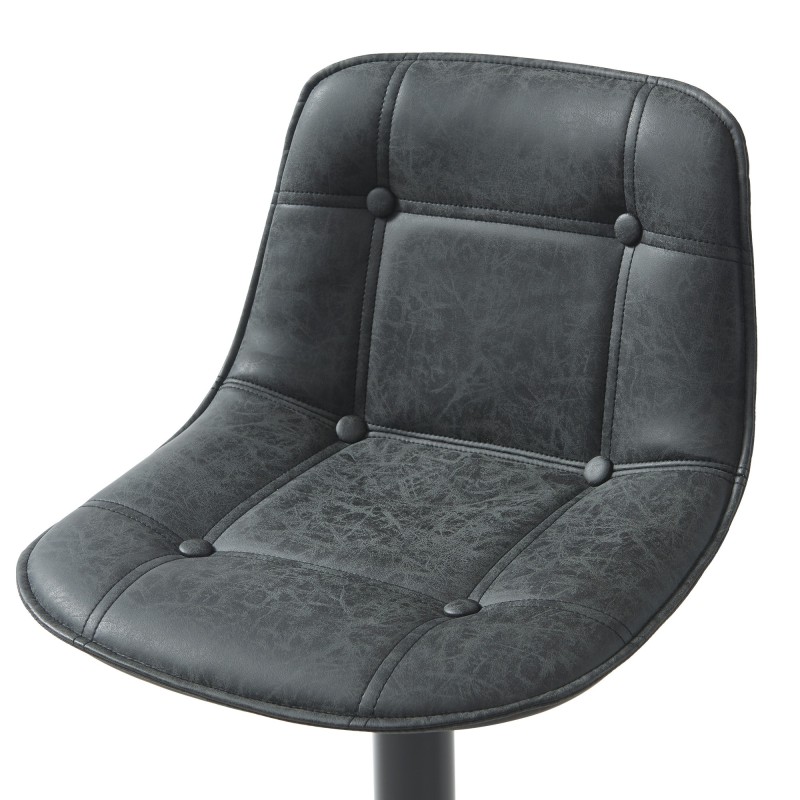 Lot de 2 tabourets TOM en PU noir avec pieds noir