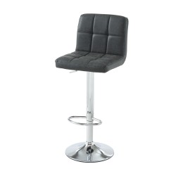 Lot de 2 tabourets GARY en PU noir avec pieds argenté