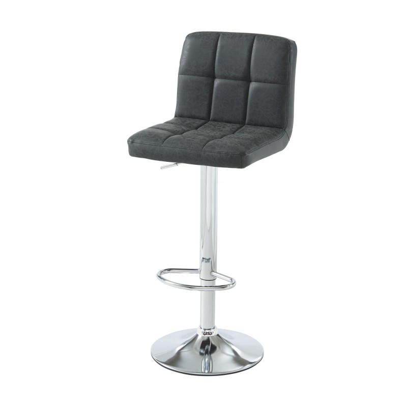 Lot de 2 tabourets GARY en PU noir avec pieds argenté