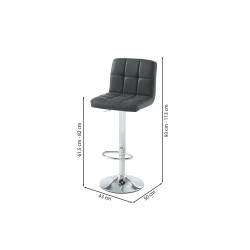 Lot de 2 tabourets GARY en PU noir avec pieds argenté