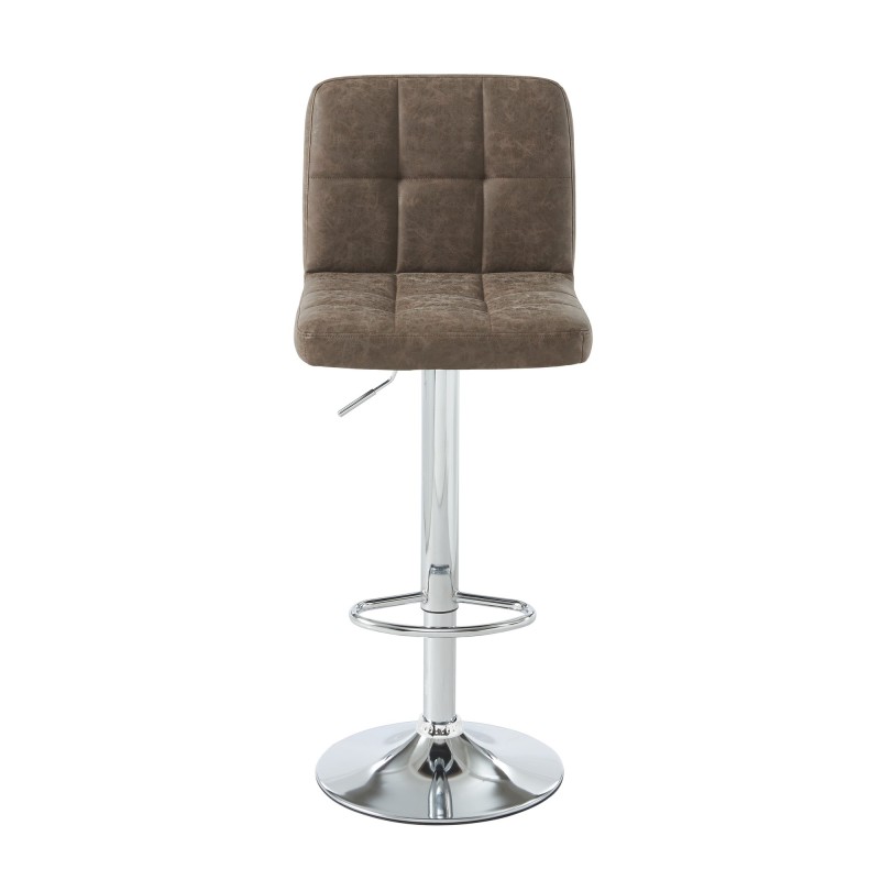 Lot de 2 tabourets GARY en PU marron avec pieds argenté