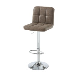 Lot de 2 tabourets GARY en PU marron avec pieds argenté