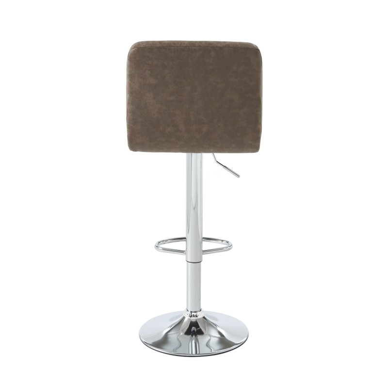 Lot de 2 tabourets GARY en PU marron avec pieds argenté