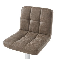 Lot de 2 tabourets GARY en PU marron avec pieds argenté