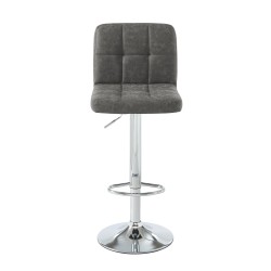 Lot de 2 tabourets GARY en PU gris avec pieds argenté