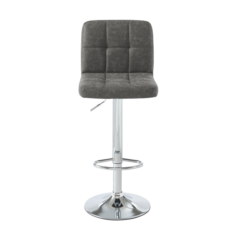 Lot de 2 tabourets GARY en PU gris avec pieds argenté