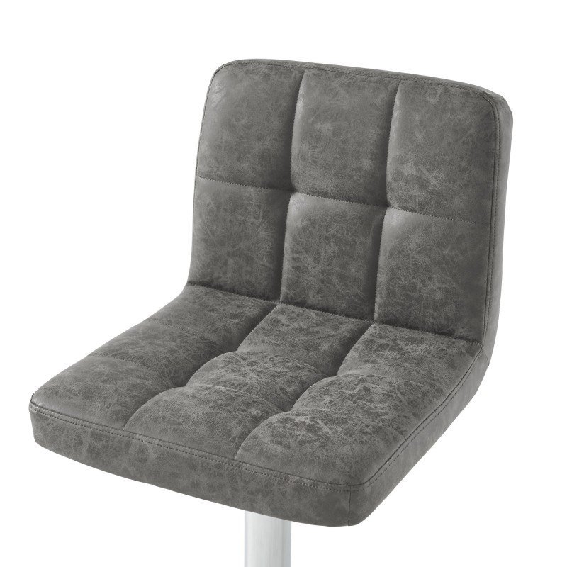 Lot de 2 tabourets GARY en PU gris avec pieds argenté