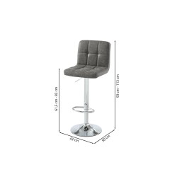 Lot de 2 tabourets GARY en PU gris avec pieds argenté