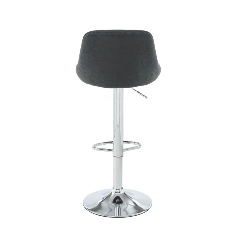 Lot de 2 tabourets MATT en PU noir avec pieds argenté