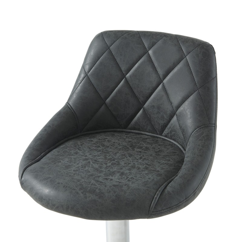 Lot de 2 tabourets MATT en PU noir avec pieds argenté