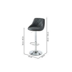 Lot de 2 tabourets MATT en PU noir avec pieds argenté