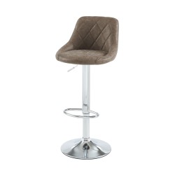 Lot de 2 tabourets MATT en PU marron avec pieds argenté