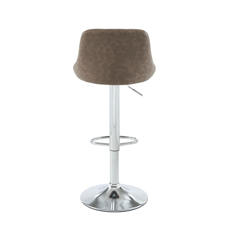Lot de 2 tabourets MATT en PU marron avec pieds argenté