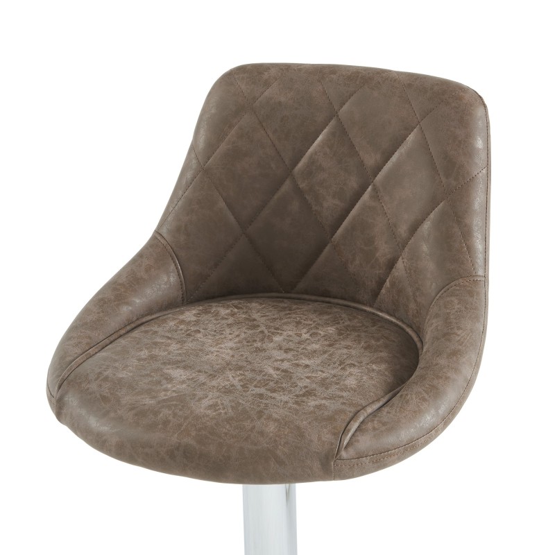 Lot de 2 tabourets MATT en PU marron avec pieds argenté