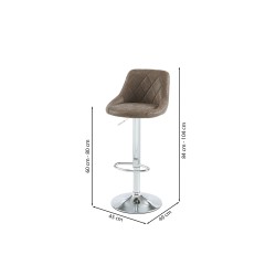 Lot de 2 tabourets MATT en PU marron avec pieds argenté