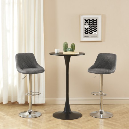 Lot de 2 tabourets MATT en PU gris avec pieds argenté