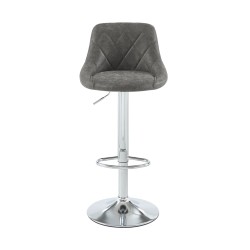 Lot de 2 tabourets MATT en PU gris avec pieds argenté