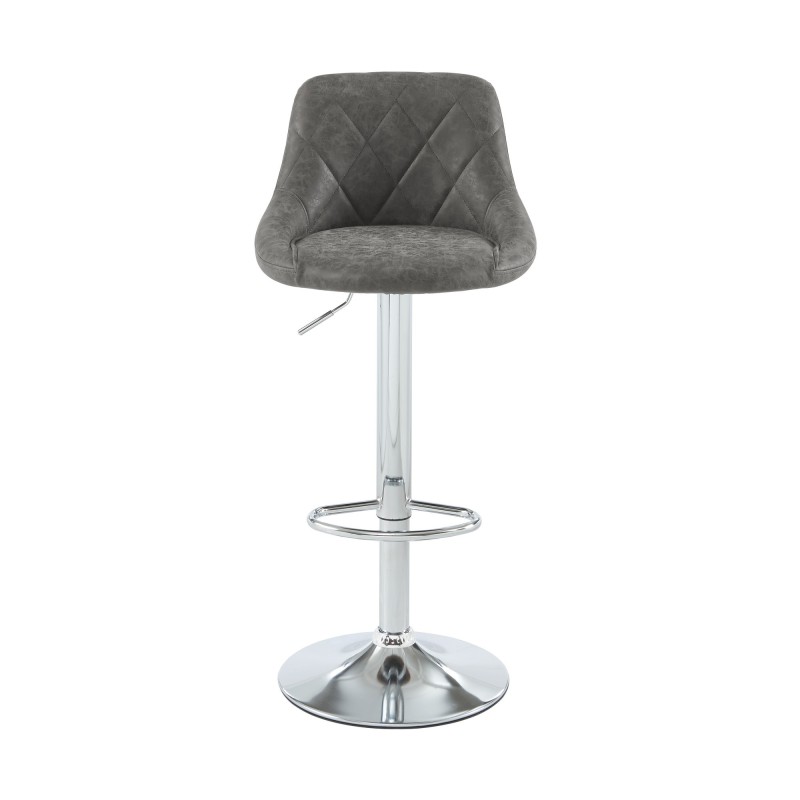 Lot de 2 tabourets MATT en PU gris avec pieds argenté