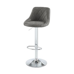 Lot de 2 tabourets MATT en PU gris avec pieds argenté