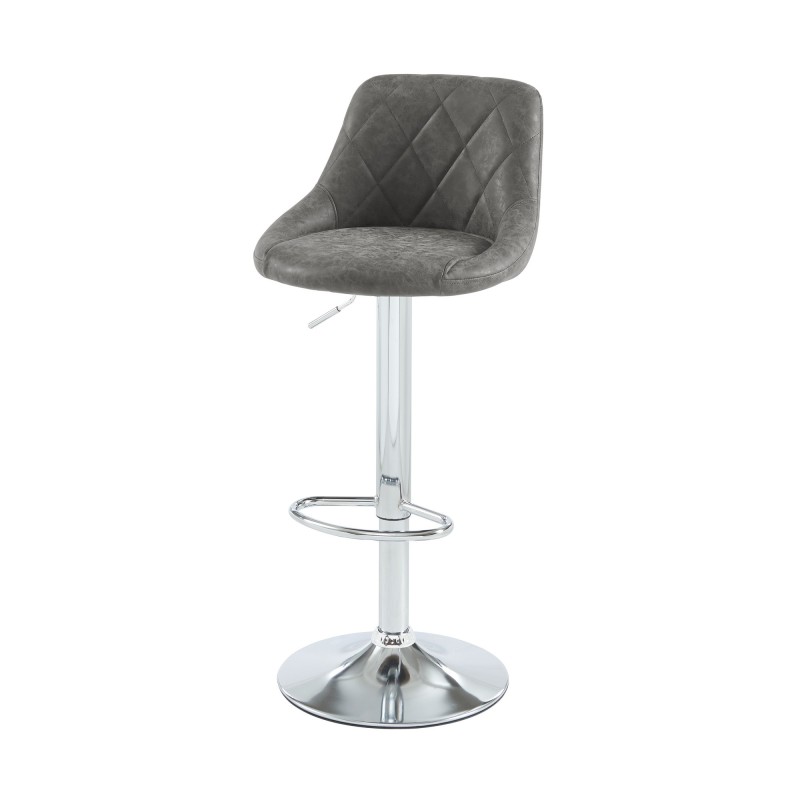 Lot de 2 tabourets MATT en PU gris avec pieds argenté