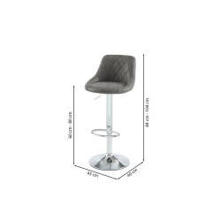 Lot de 2 tabourets MATT en PU gris avec pieds argenté