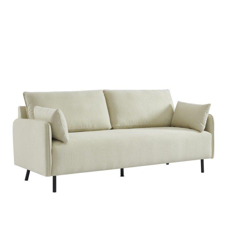 Canapé droit GABIN fixe tissu beige 3 places