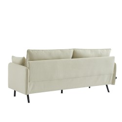 Canapé droit GABIN fixe tissu beige 3 places