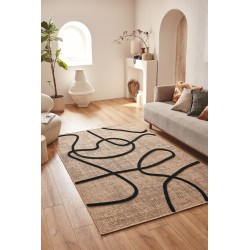 Tapis PIA noir motif linéaire 120x160 cm
