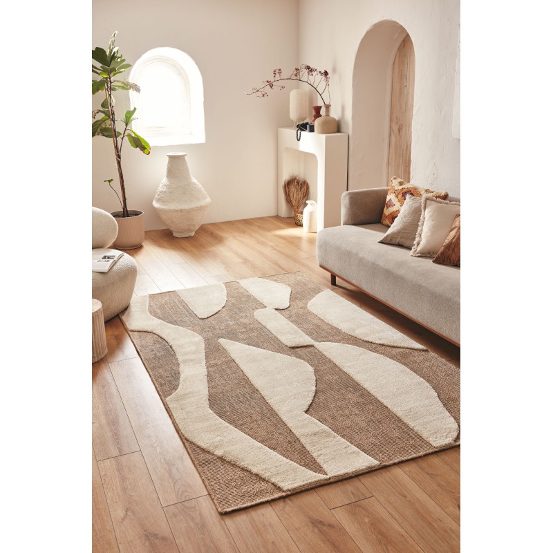 Tapis PIA blanc motif abstrait 120x160 cm