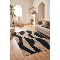 Tapis PIA noir motif abstrait 120x160 cm