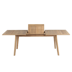 Ensemble table et chaises MOLA 8 places extensible 160/220 cm en bois d'acacia FSC blanchi