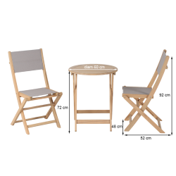 Ensemble table et chaises de jardin RIMINI 2 places en bois d'acacia et textilène taupe