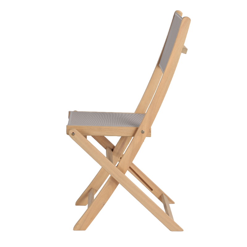 Ensemble table et chaises de jardin RIMINI 2 places en bois d'acacia et textilène taupe