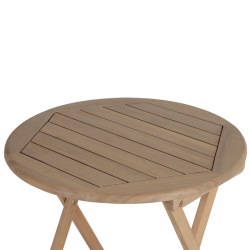 Ensemble table et chaises de jardin RIMINI 2 places en bois d'acacia et textilène taupe