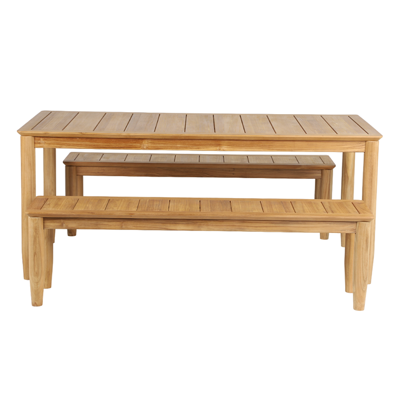 Ensemble table et bancs SAFARI 6 places 180 cm en bois teck 100% FSC
