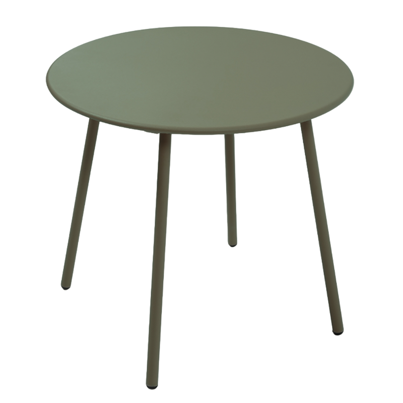 Salon de jardin PANTONE en acier kaki et coussins girs clair