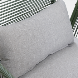 Salon de jardin ANA 4 places en acier KAKI coussins gris clair