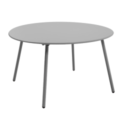 Salon de jardin PANTONE 4 places en acier gris et coussins girs clair